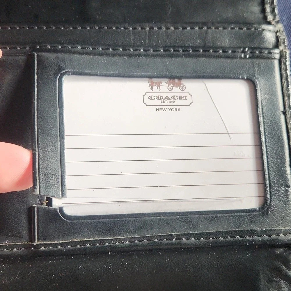 Coach Vintage y2k‎ Legacy Signature Logo Canvas Leather Check cover Wallet Black